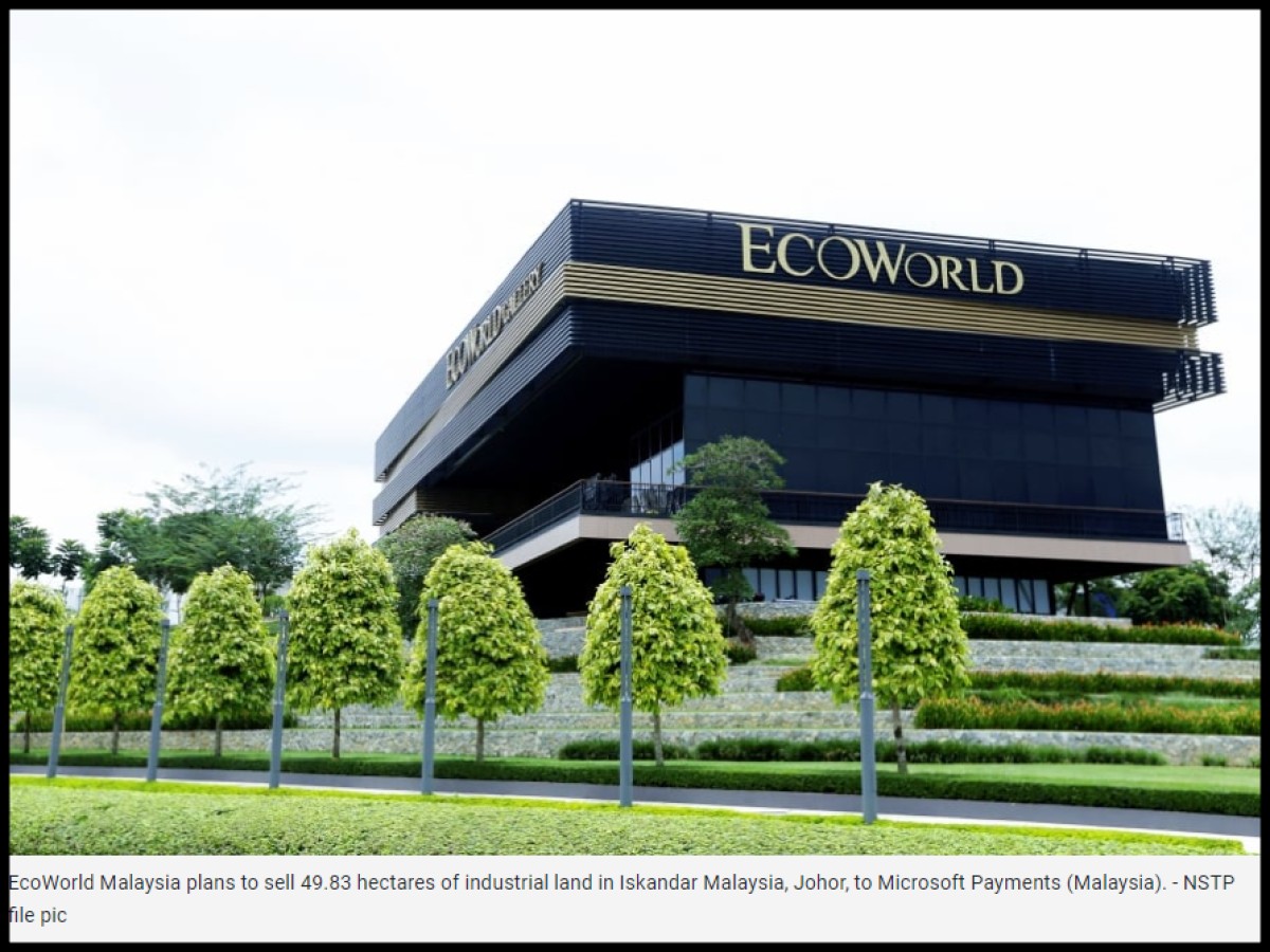 EcoWorld Malaysia to sell Johor land to Microsoft for RM402.3mil